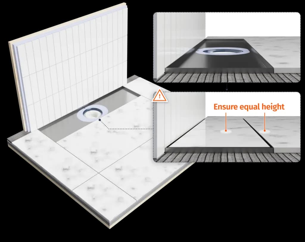 Tile insert steg 3: Legg gulvflisene rundt rennen